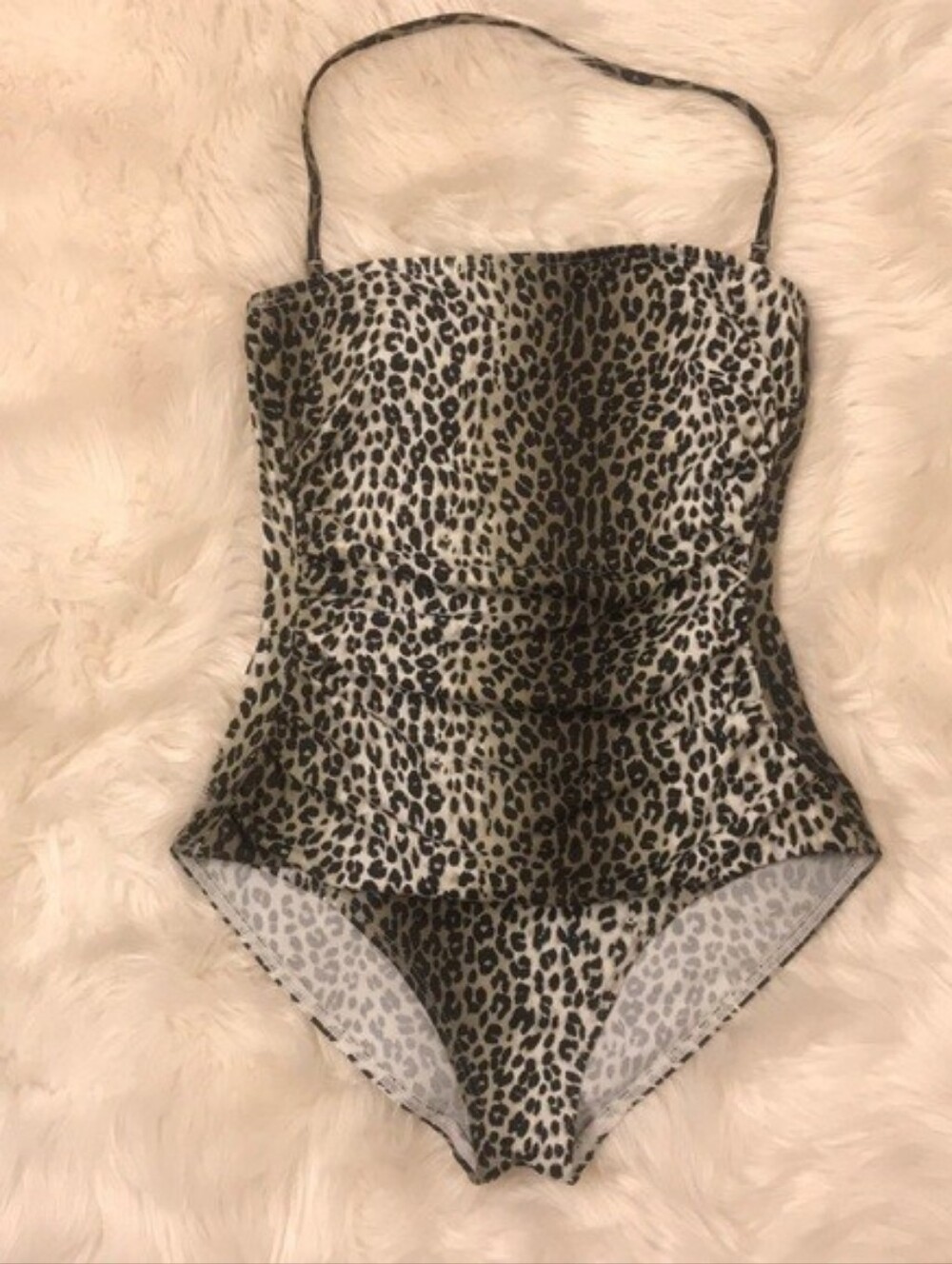 Leopard Print Ladies One-Piece Swimsuit - Black and Brown
